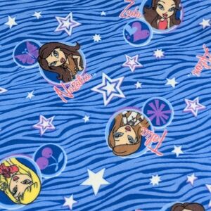 Bratz Dolls 2004 Vintage Fleece Zebra Print Fabric Remnant 60" X 1Yd